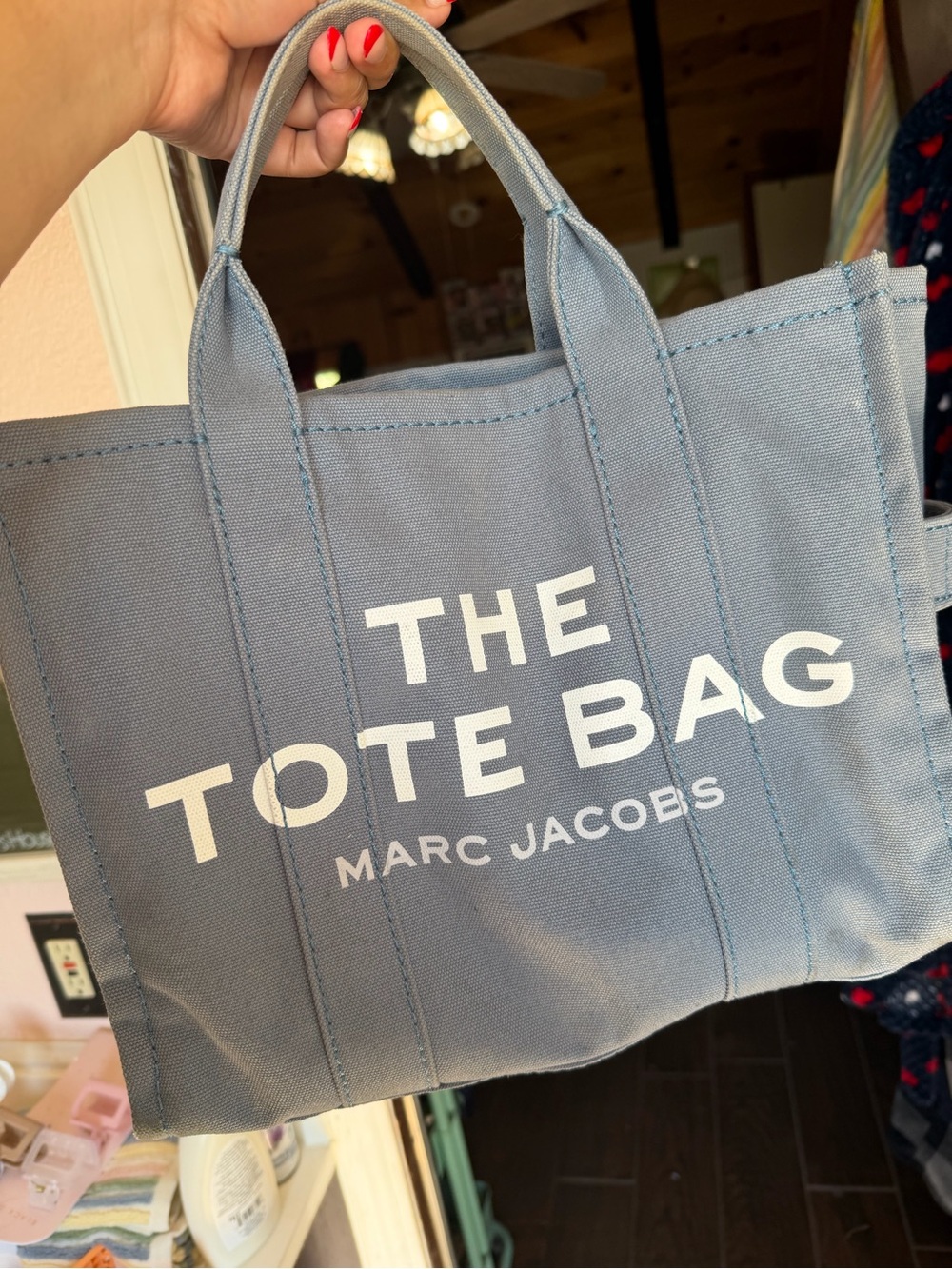 Marc Jacobs Blue Canvas 'The Tote Bag' with White Logo
